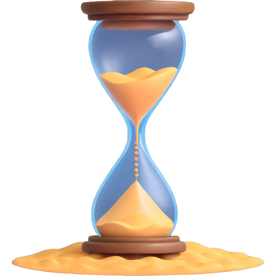 A visual representation of time passing: an hourglass with sand falling, or a clock with spinning hands, symbolizing the flow of time. emoji