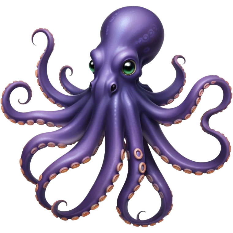 Cinematic Noble Octopus Portrait Emoji, Poised and enigmatic, with a fluid, amorphous body of iridescent, softly tinted skin and eight gracefully undulating arms adorned with delicate suckers, deep, observant eyes reflecting the mysteries of the deep, Simplified yet sharp and sophisticated features, highly detailed, glowing with a soft, oceanic luminescence, high shine, intelligent and mysterious, stylized with an air of deep-sea elegance, focused and fluid, soft glowing outline, capturing the essence of a watchful marine guardian that appears ready to drift out of the screen with effortless authority! emoji
