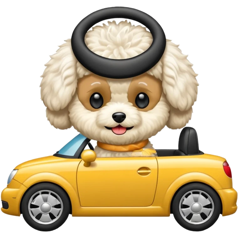 Maltipoo driving a car emoji