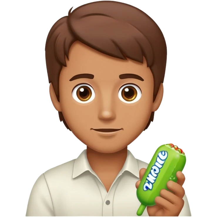 Wait but it's a cute man with brown hair, brown hair, and holding mike and ikes emoji