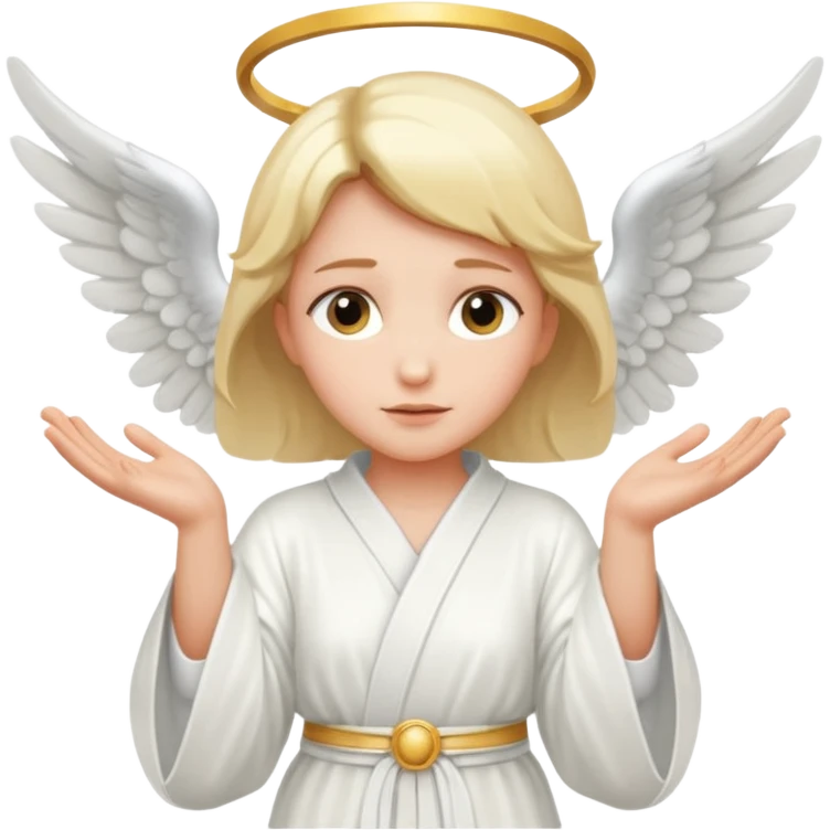 Create an angel with a distance between its two hands. I will add a button to that empty space. Its hands should be pointing downwards. emoji