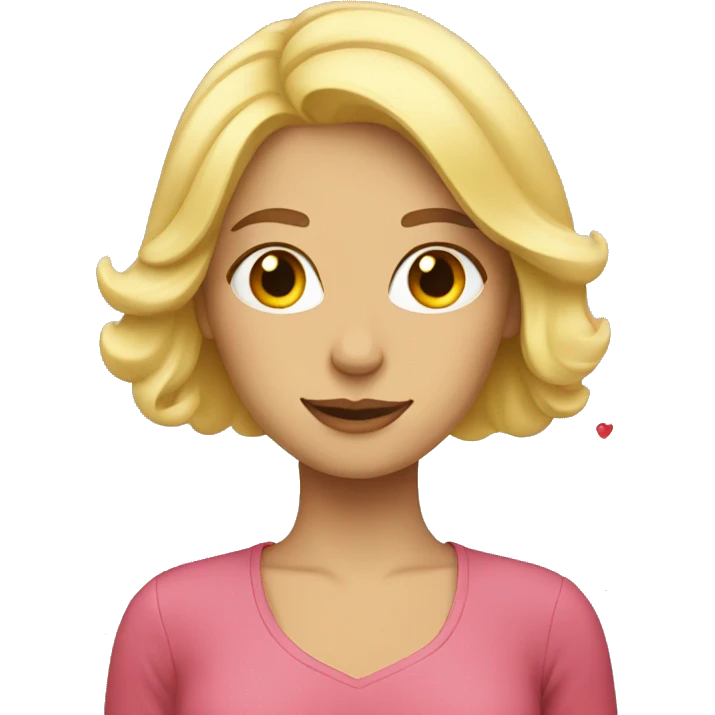 Blond woman with hearts emoji