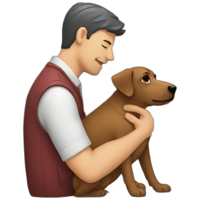 man kissing dog emoji