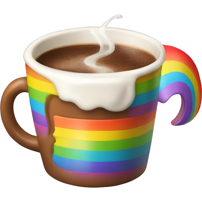 Rainbow coffee cup with hot coco  emoji