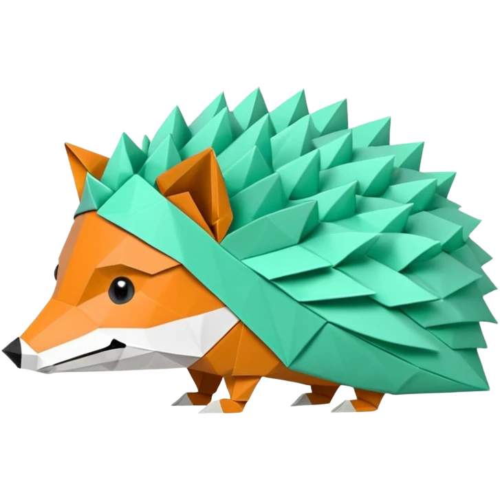 origami hedgehog half fox half hedgehog in color green mint rgb(168, 251, 211) the tail of fox A8FBD3 emoji