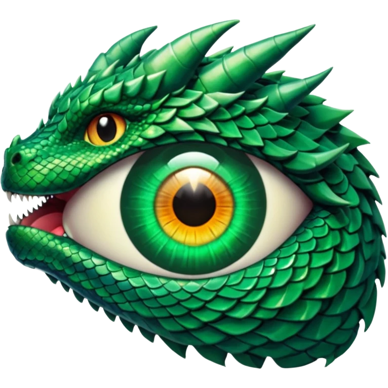 Dragon eye opening, reflection of character inside emoji