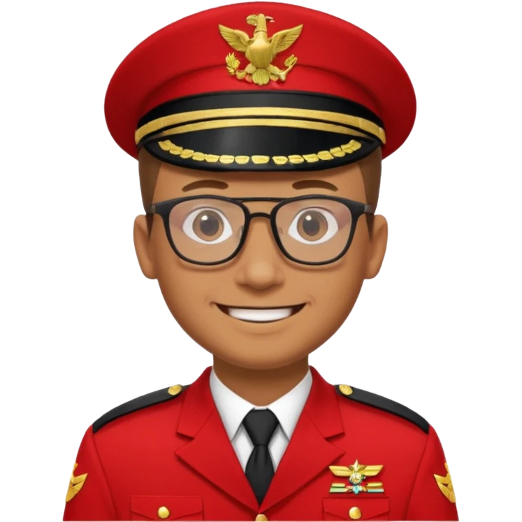 Smiling military man with glasses in red uniform emoji