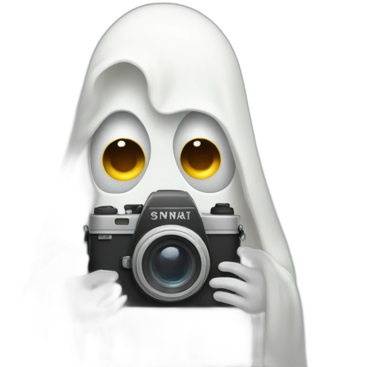 Ghost holding a camera emoji