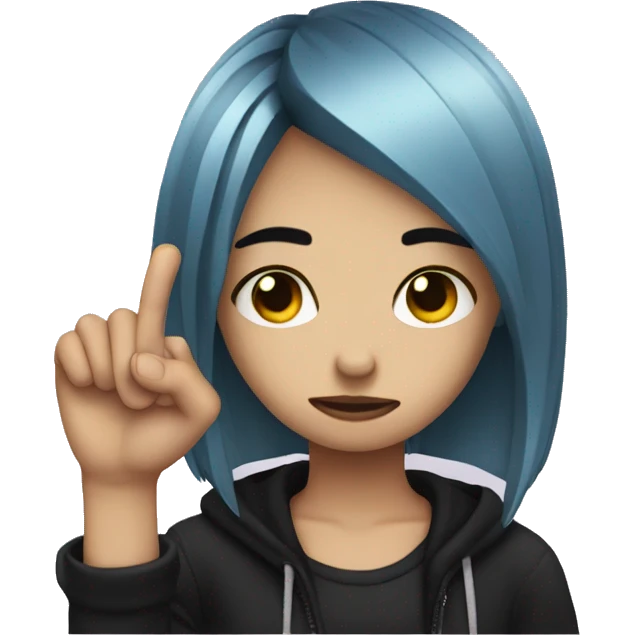 emo girl with a broken index finger emoji