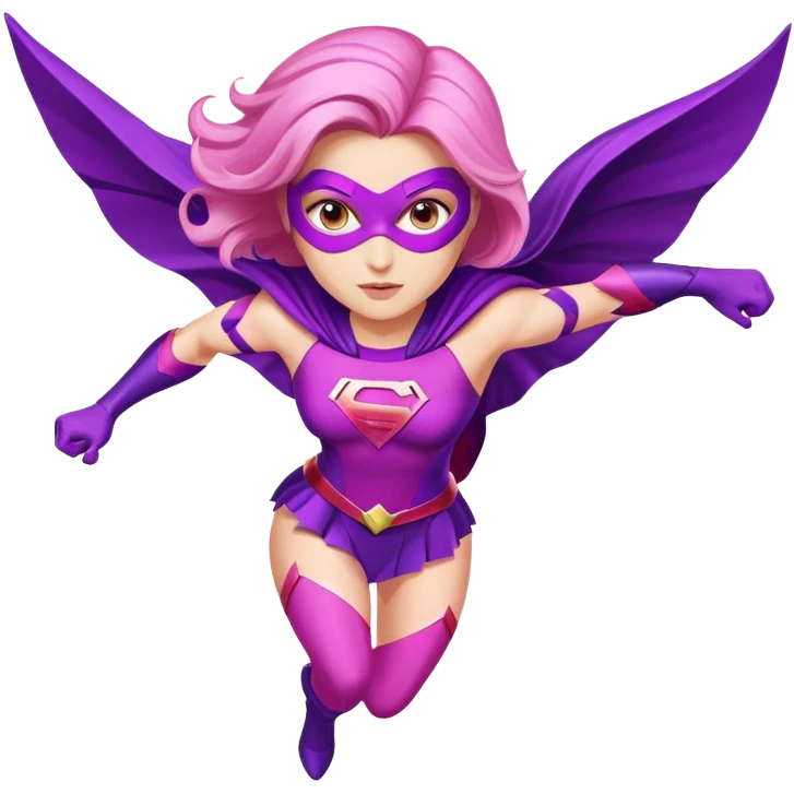 pink violet woman superhero flying emoji