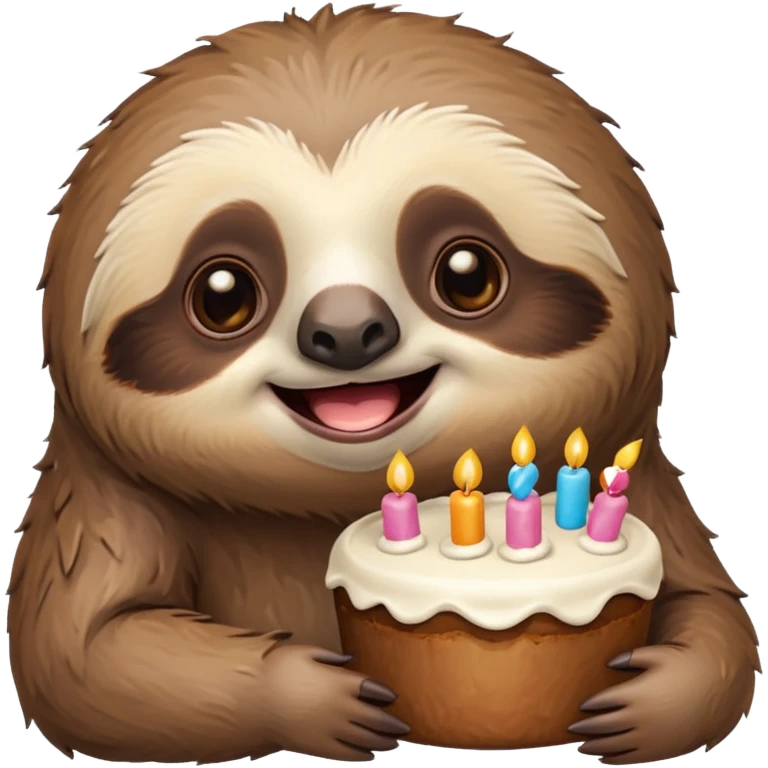 Cute sloth with cake emoji