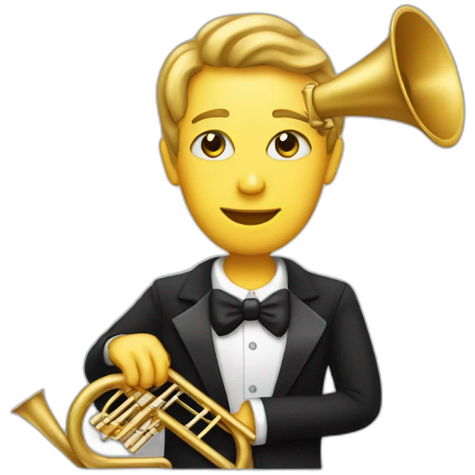 Classical Trombone player in a tuxedo emoji