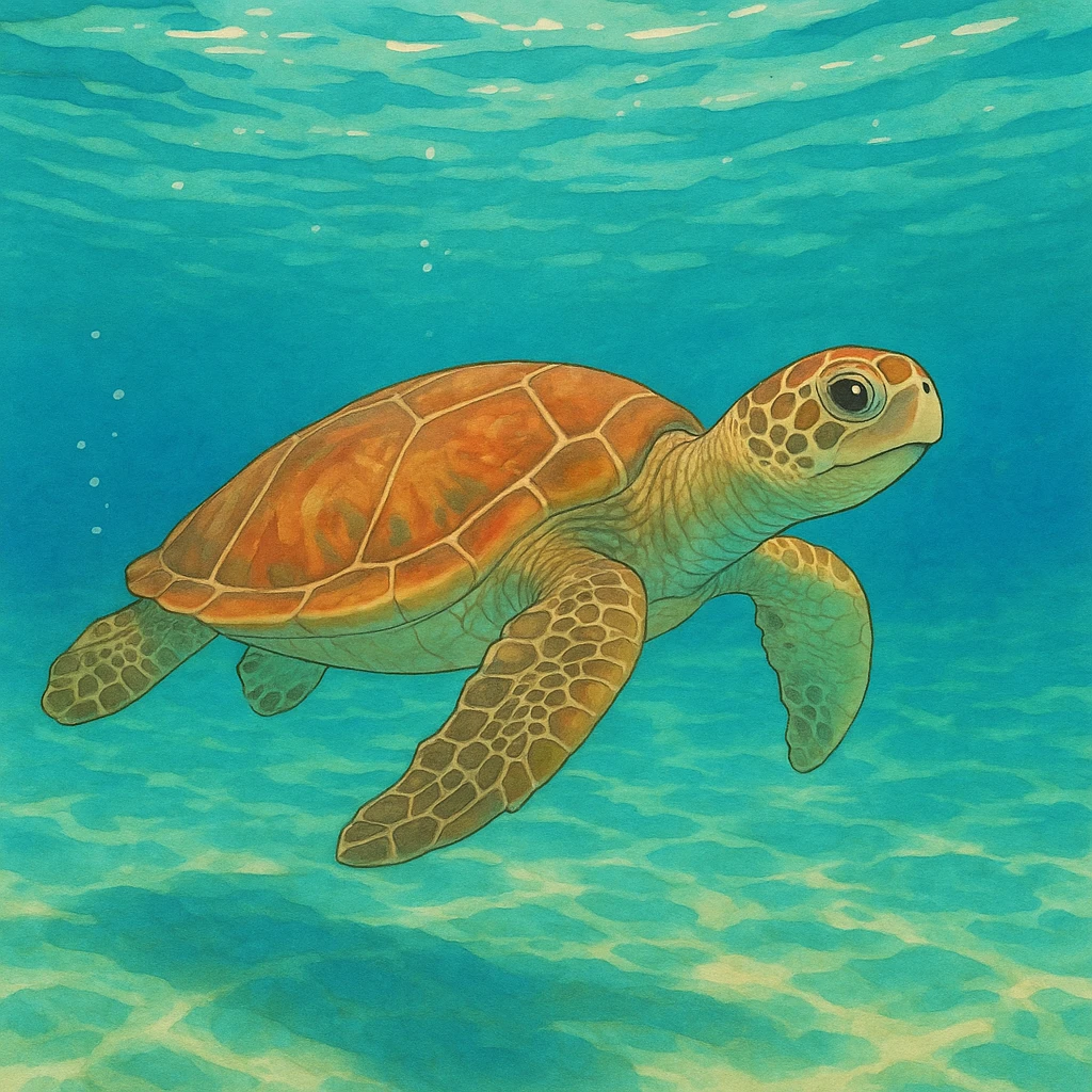 sea turtle in beautiful clear turquoise caribbean sea underwater emoji