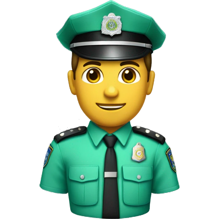 policia con uniforme verde, camisa verde agua, sin corbata emoji