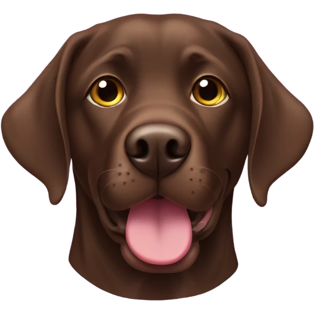 Chocolate lab, collar purple, food emoji