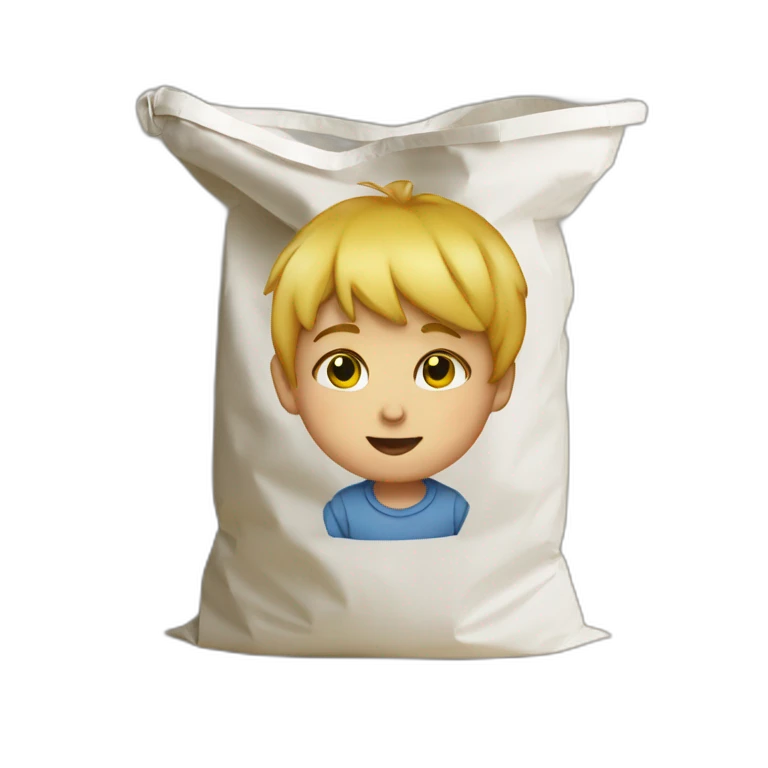 Enfant dans un sac poubelle emoji