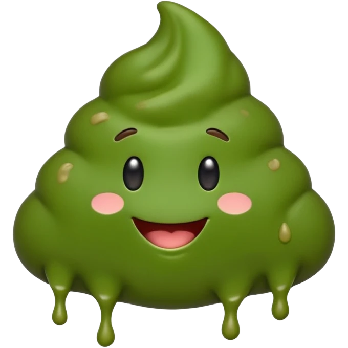 AI slop emoji full body green goopy shaped like poop emoji playful expression emoji