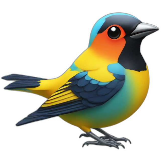 tanager bird shaped like a satellite emoji