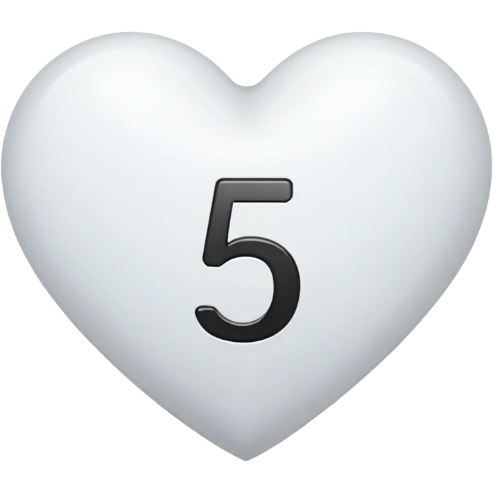 A big number five in a white heart with black font…   emoji