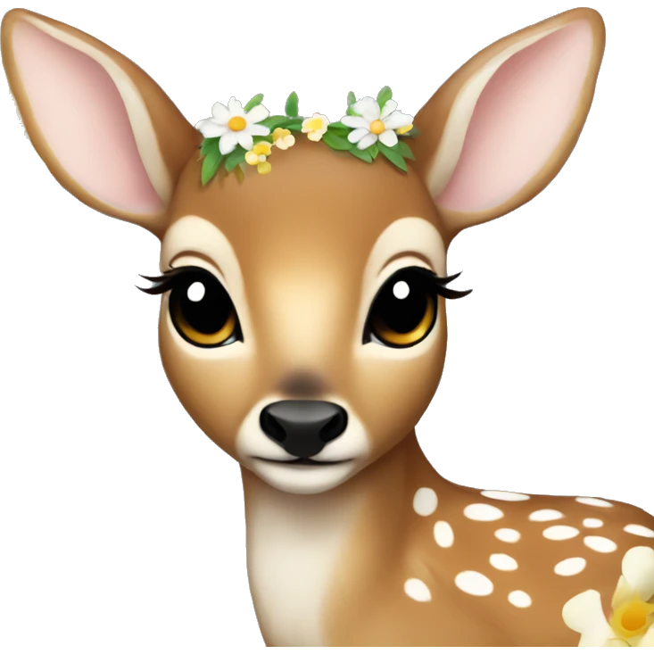 baby deer laying down with flowers in hair emoji