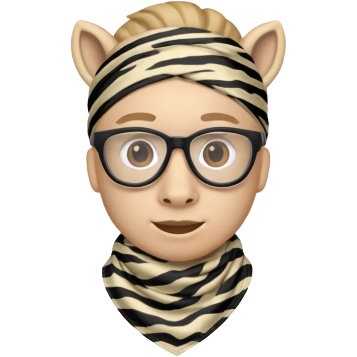 Nerd emoji with a zebra print bandana mask on emoji