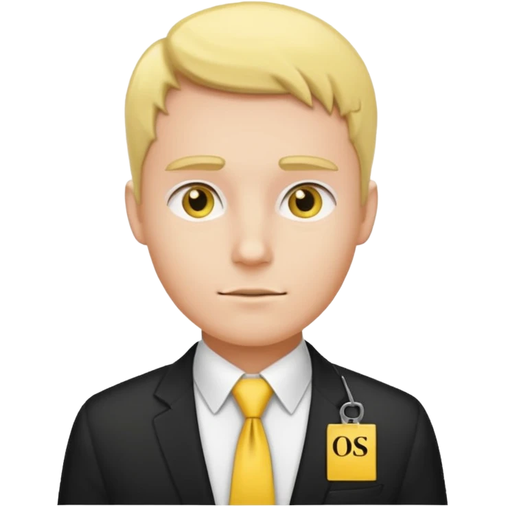 mormon missionary in a white shirt and yellow tie with a black name tag emoji
