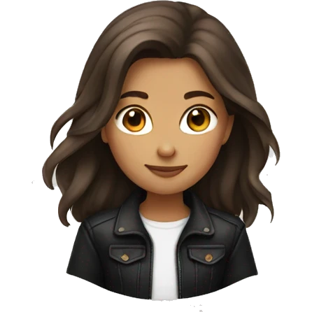 Girl with brown long hair and with black jacket emoji