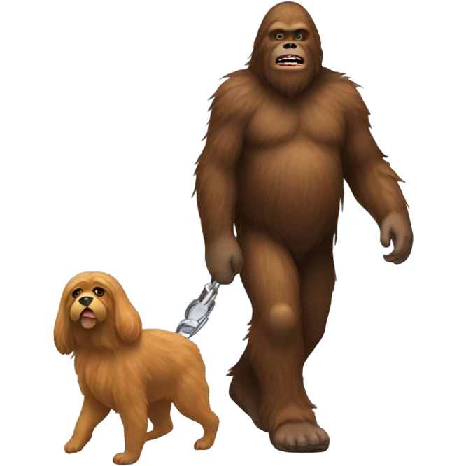 Sasquatch walking a dog emoji