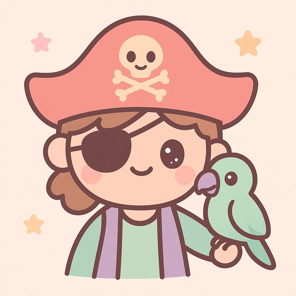 pirate with eye patch and parrot emoji