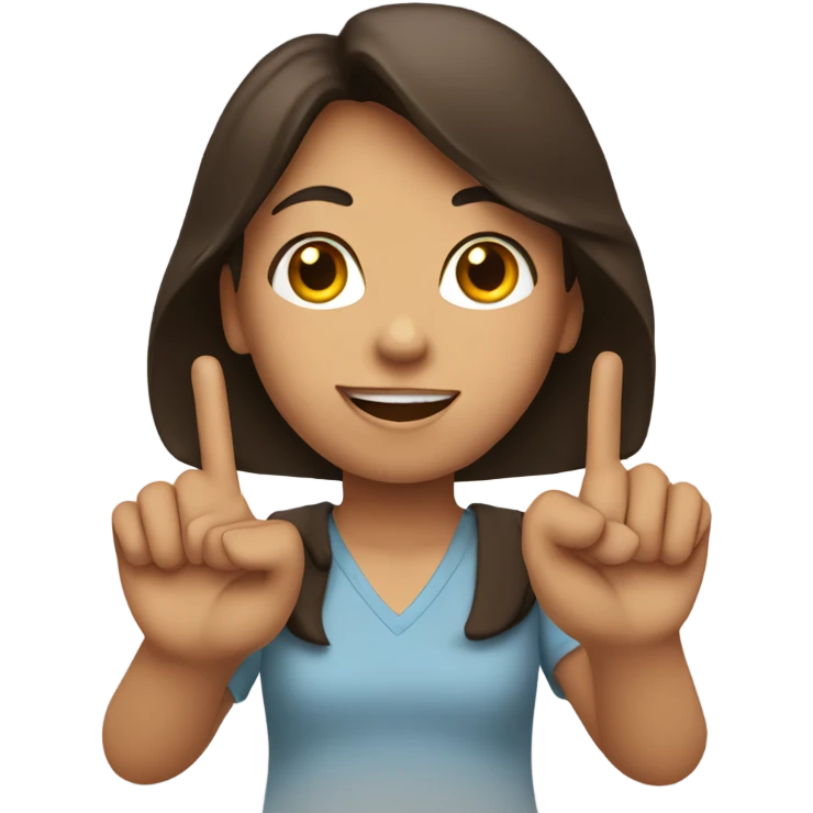 Brunette holding up 3 fingers in the air emoji