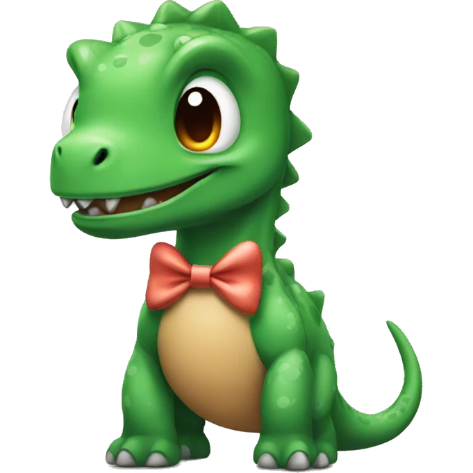 Dino with a bow emoji