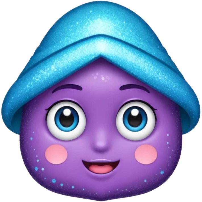 Glitter pacote de pipoca, listras roxas e azul ciano emoji