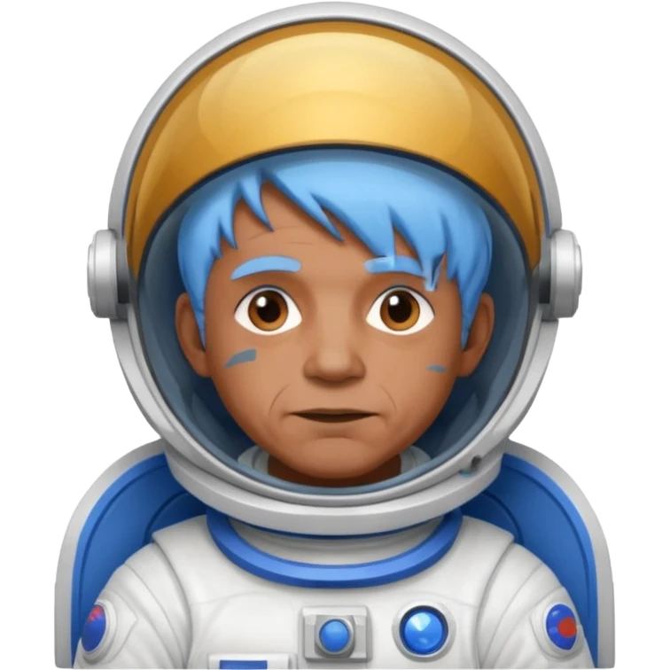 old man, brown skin astronaut with blue hair emoji