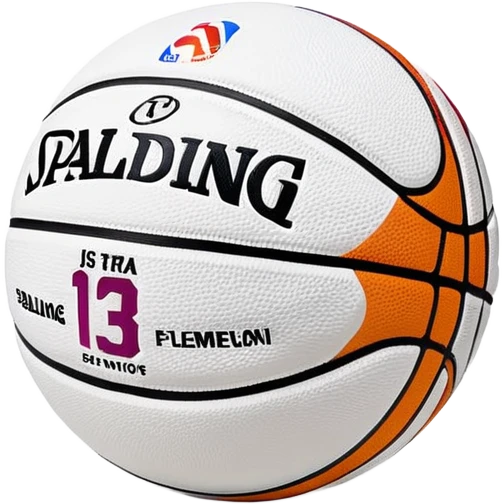 ultra minimalist white basketball, very simple Spalding and NBA branding, just a hint of colorful lines, extremely clean design emoji
