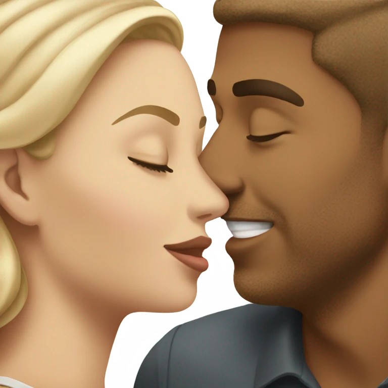 Light skin woman with kissing white man emoji