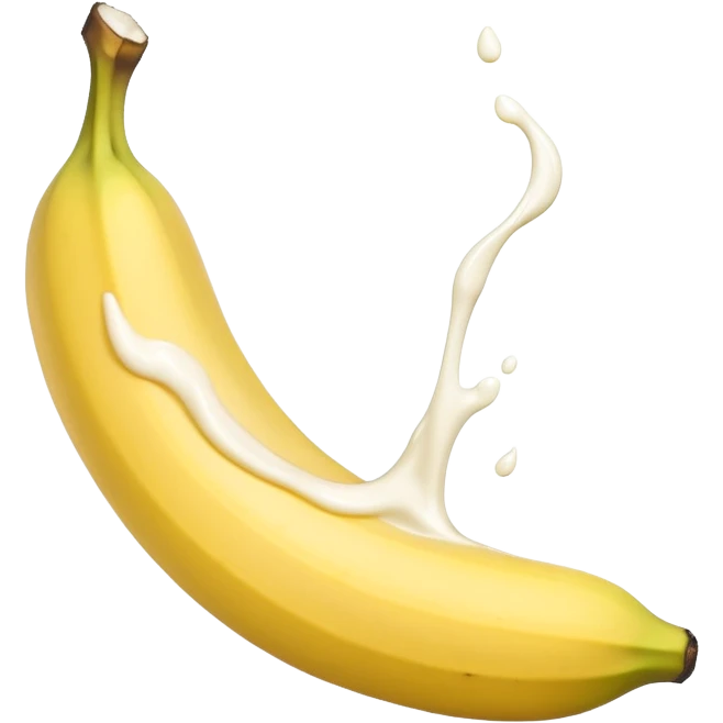 Une Banane éplucher avec une goute de lait blanc emoji