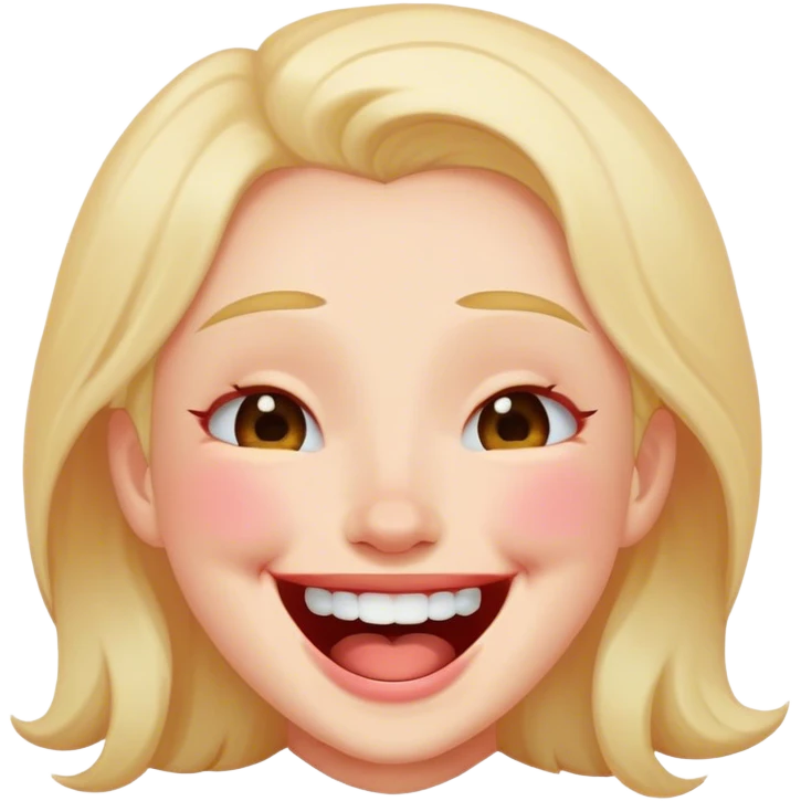 Laughing while blushing emoji