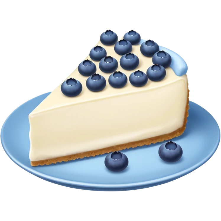 one slice of cheesecake with blue cream on top and blueberries emoji