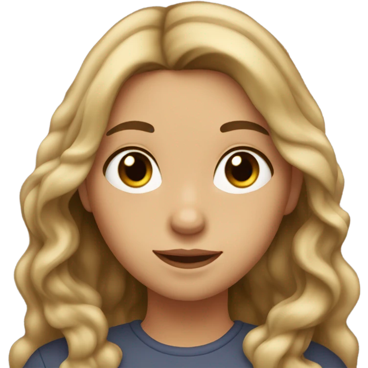 Wavy straight hair not too tanned girl with brown eyes emoji