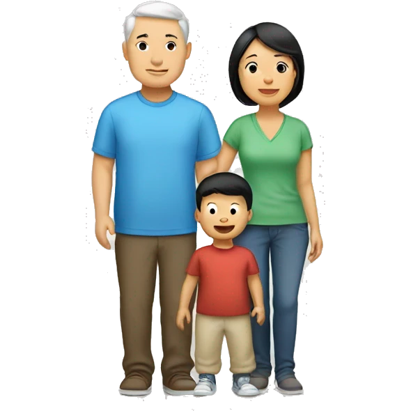 Asian mom, White dad with their baby boy emoji