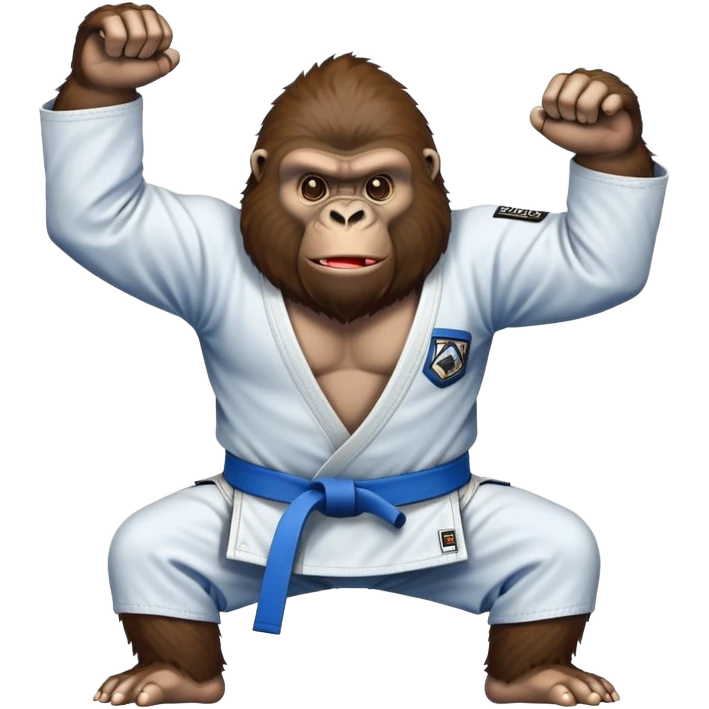 Gorilla in a jiu jitsu gi with a blue belt emoji