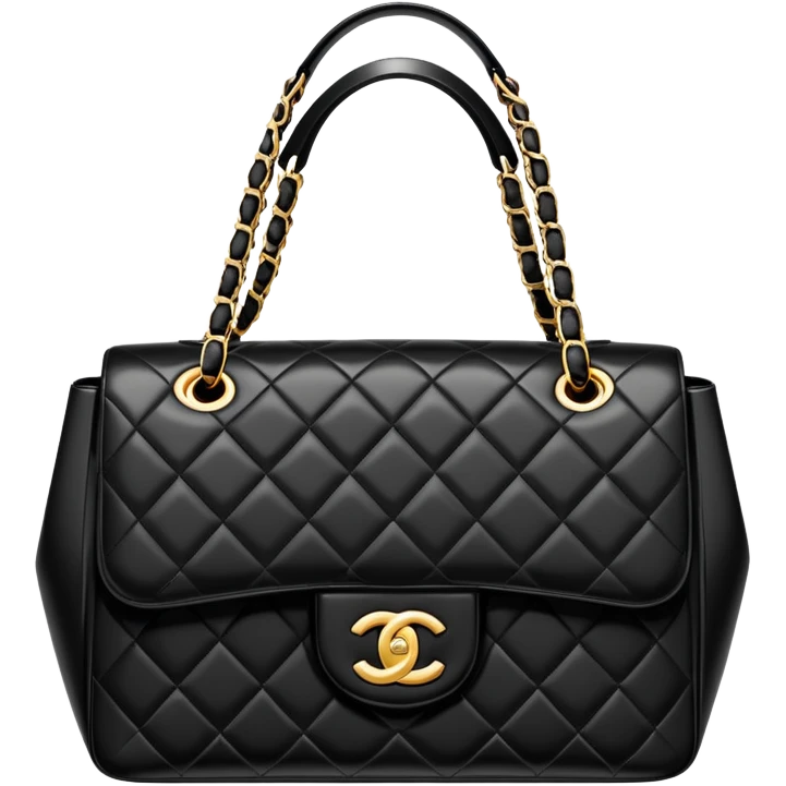 a black Chanel bag with a slightly square angle emoji