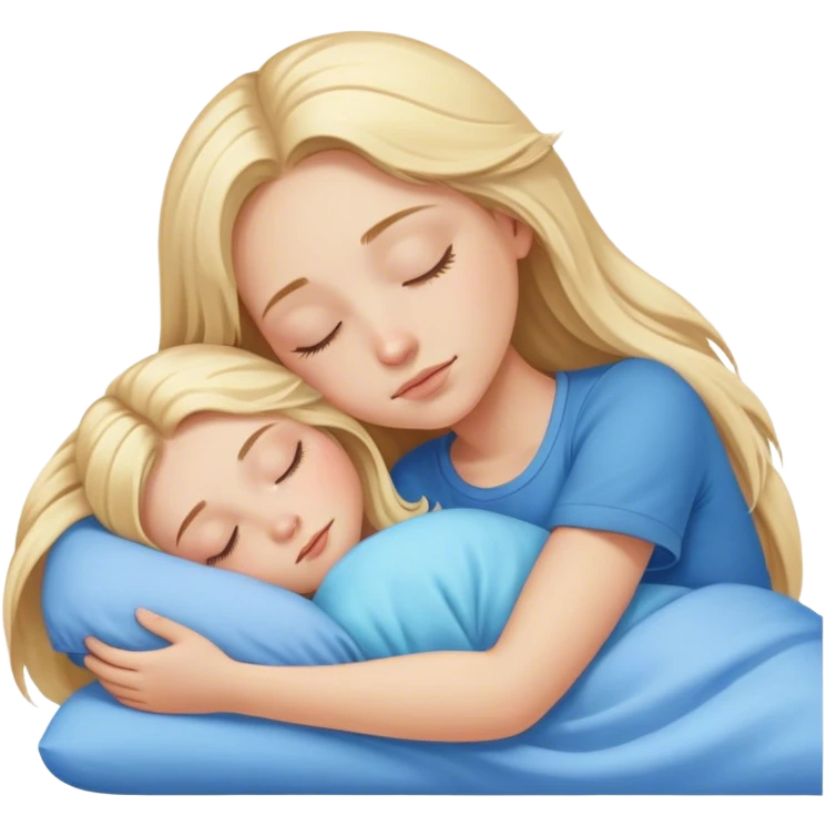 blonde girl with long hair and blue eyes sleeps emoji