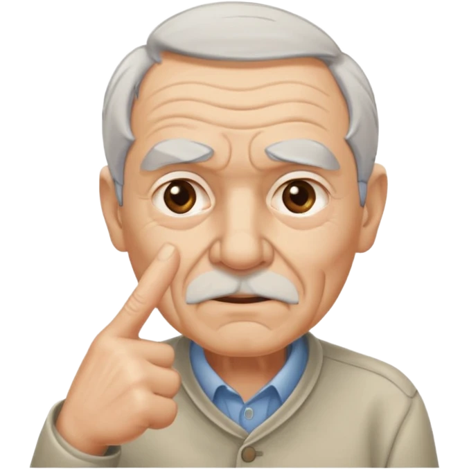 дед показывает пальцем на свою бровь emoji