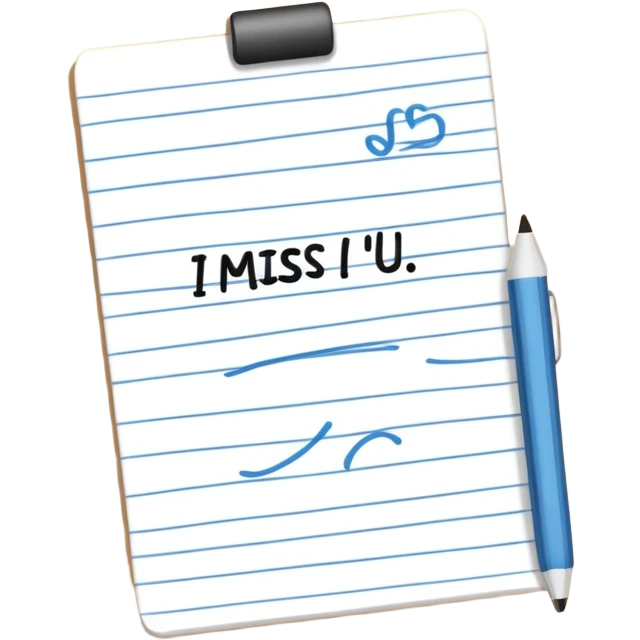 Note that says “I miss u” emoji