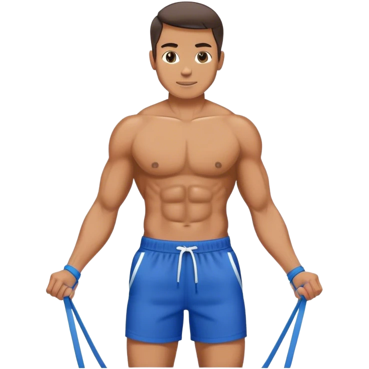 fit man with blue shorts resistance bands exercises emoji