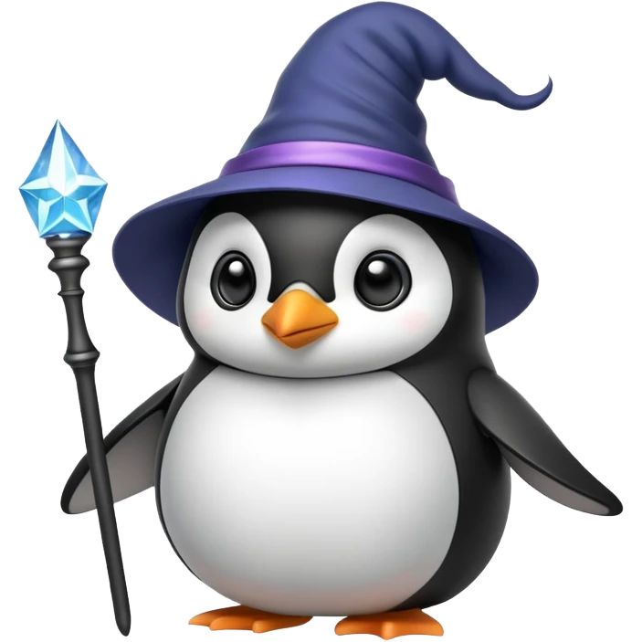 penguin with wizard hat and magic wand emoji