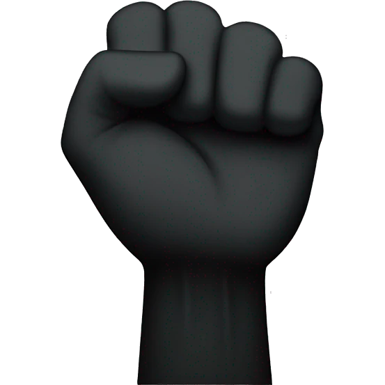 A shadowy figure with a raised fist emoji
