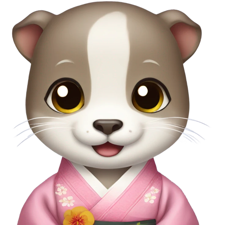 a baby otter face wearing traditional korean hanbok emoji