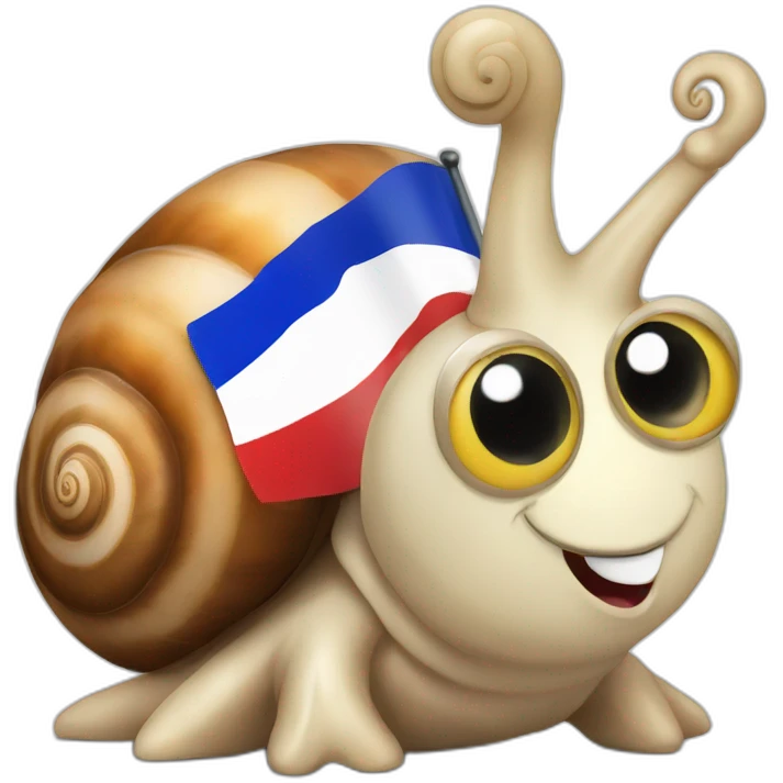 really cute snail with French flag emoji